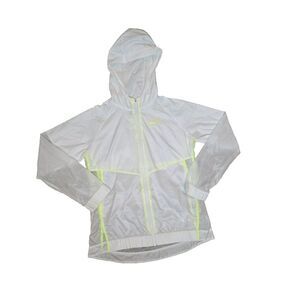 Nike Girls Windbreaker White Neon Green XL Lightweight CU0043-100 Swoosh Running